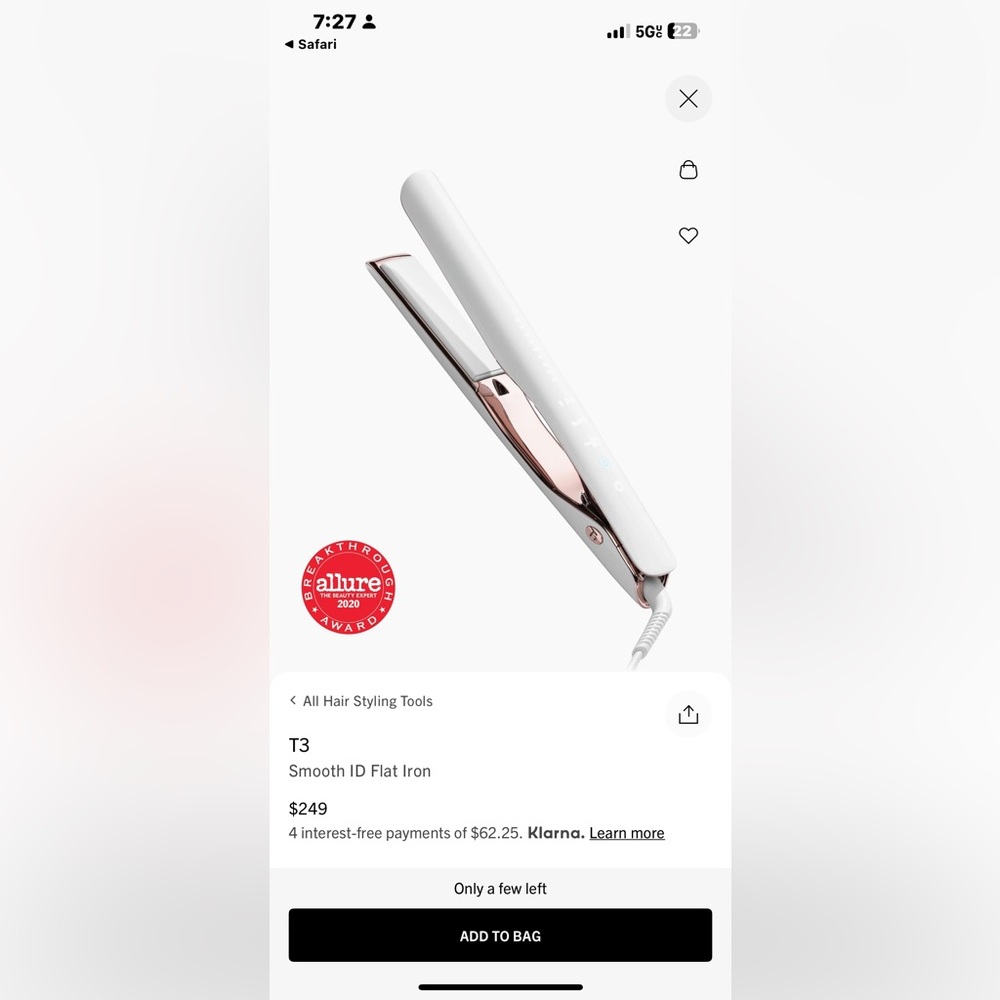 T3 Smooth ID Flat Iron - White and Rose Gold